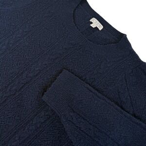 J.Crew Women's XL Navy Blue Cable Knit Crew Neck Sweater Pullover Soft Nautical